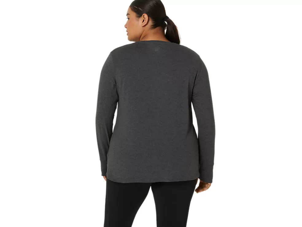 Hot ASICS LONG SLEEVE HEATHER TOP Dark Grey Heather