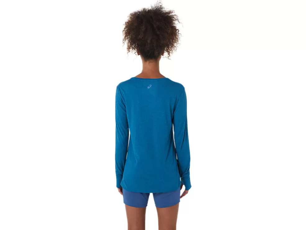 Sale ASICS LONG SLEEVE HEATHER TOP Deep Sea Teal Heather