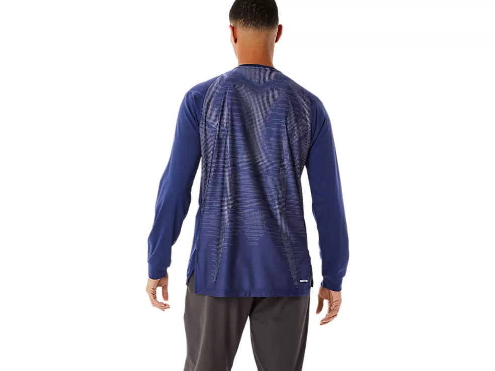 Flash Sale ASICS MEN ACTIBREEZE COOLING JACQUARD LONG SLEEVE TOP Deep Ocean