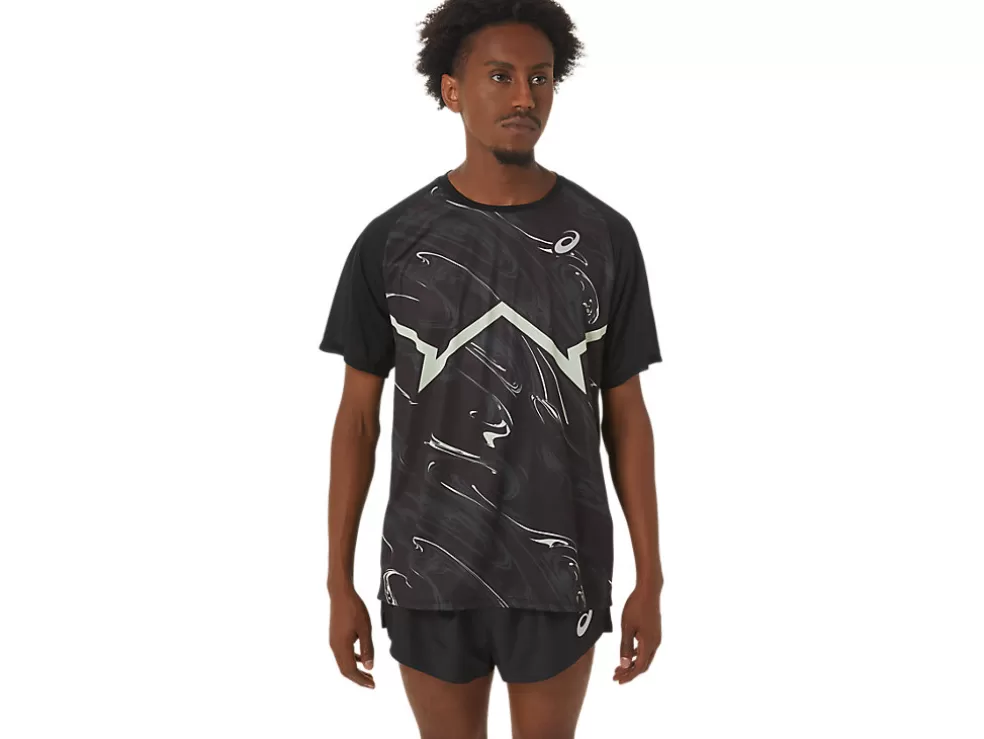 Store ASICS MEN CJ-LINE LIGHT SHORT SLEEVE TOP Performance Black/Whisper Green