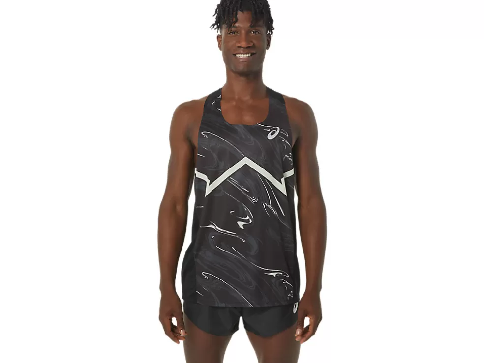 Shop ASICS MEN CJ-LINE LIGHT SINGLET Performance Black/Whisper Green