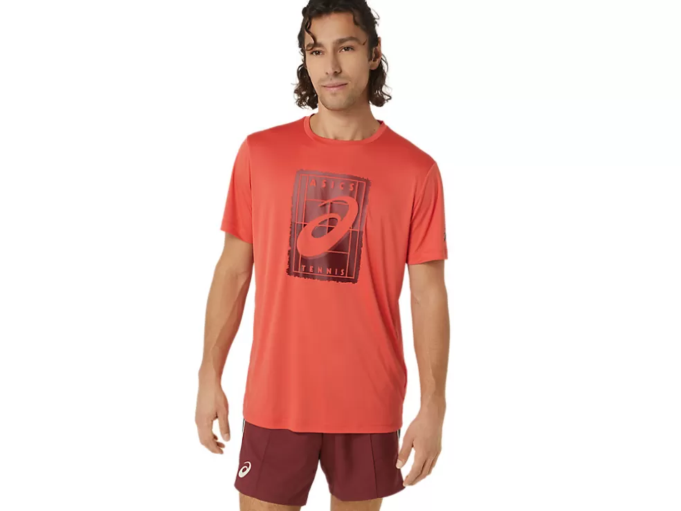 Best Sale ASICS MEN COURT GS GRAPHIC TEE Red Snapper