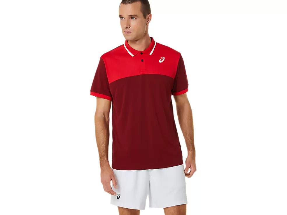 New ASICS MEN COURT POLO SHIRT Beet Juice/Classic Red