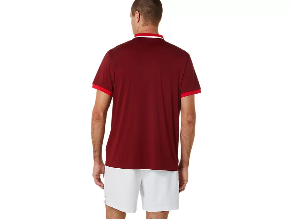 New ASICS MEN COURT POLO SHIRT Beet Juice/Classic Red