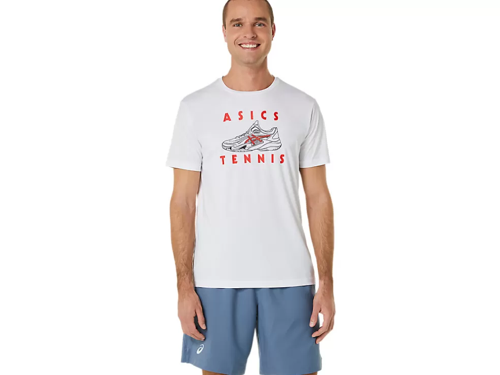 Discount ASICS MEN COURT SHOES GRAPHIC TEE Brilliant White