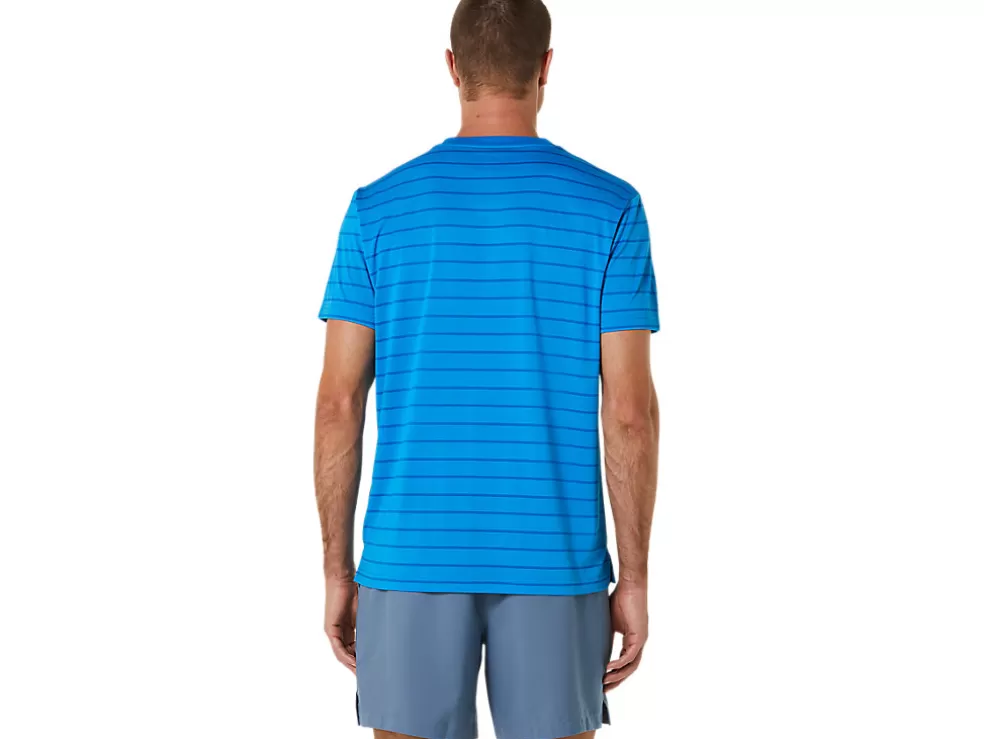 Sale ASICS MEN COURT STRIPE SHORT SLEEVE TOP Directoire Blue