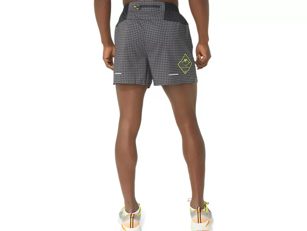 Store ASICS MEN FUJITRAIL LOGO SHORT Performance Black/Lime Zest