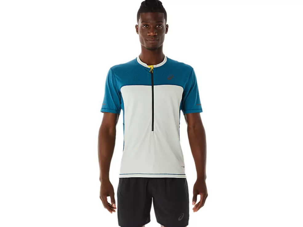 Clearance ASICS MEN FUJITRAIL SHORT SLEEVE TOP Ink Teal/Light Sage