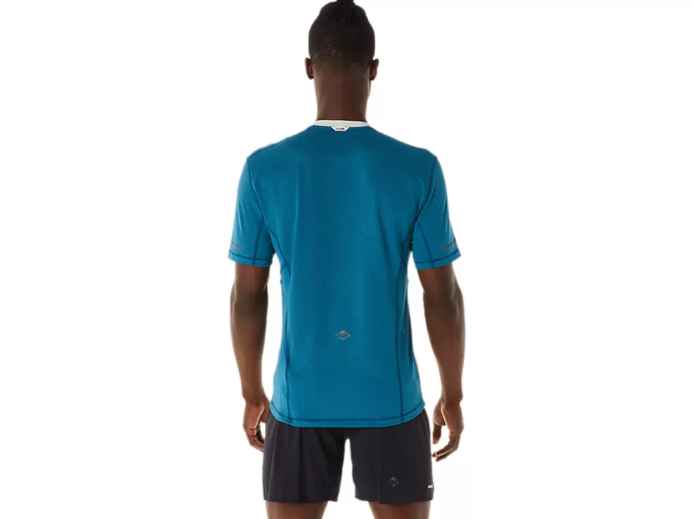 Clearance ASICS MEN FUJITRAIL SHORT SLEEVE TOP Ink Teal/Light Sage