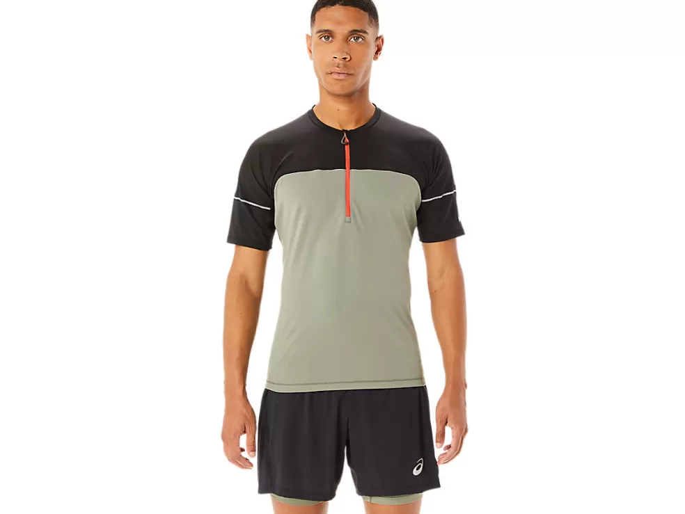 Shop ASICS MEN FUJITRAIL TOP Lichen Green/Performance Black