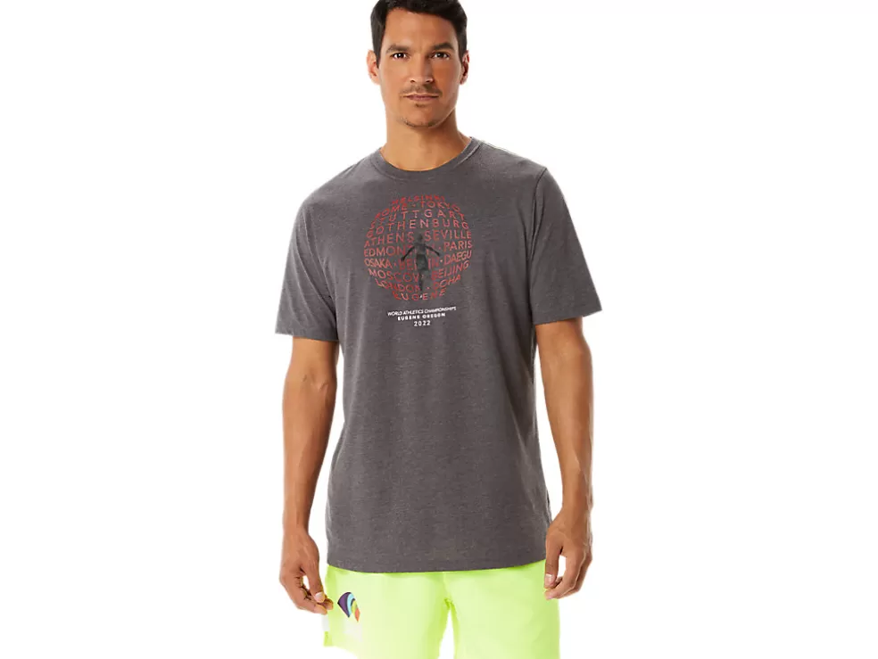 Clearance ASICS MEN GRAPHIC SHORT SLEEVE WCH Dark Grey Heather