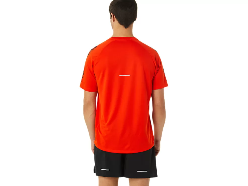 Cheap ASICS MEN ICON SHORT SLEEVE TOP Cherry Tomato/Performance Black