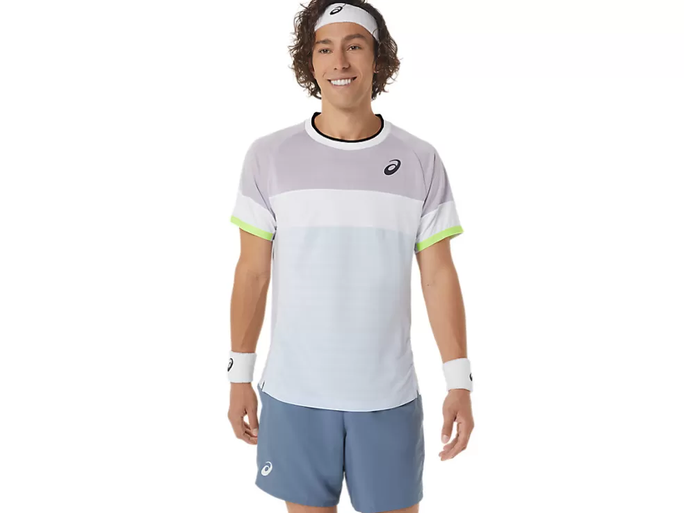 Shop ASICS MEN MATCH SHORT SLEEVE TOP Dusk Violet/Soft Sky