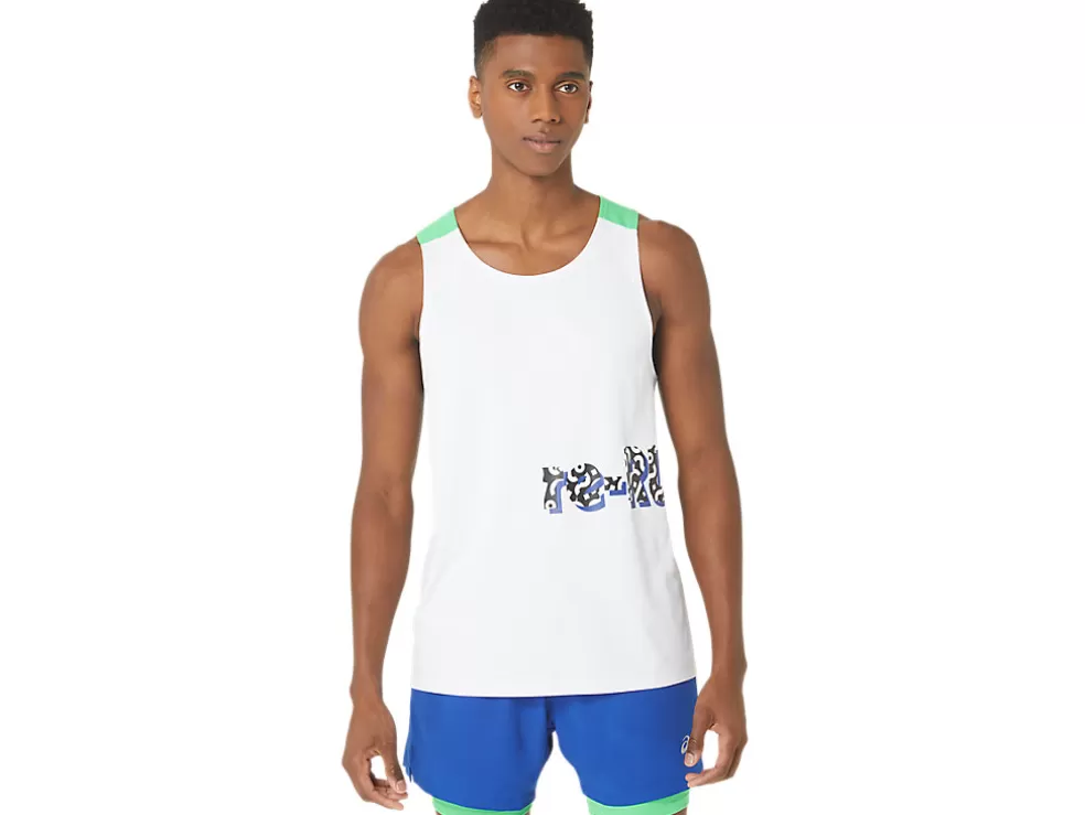 Online ASICS MEN NEW STRONG rePURPOSED RUN SINGLET White/Track