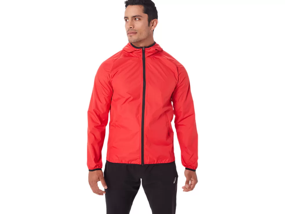 Online ASICS MEN PACKABLE JACKET Electric Red/Black