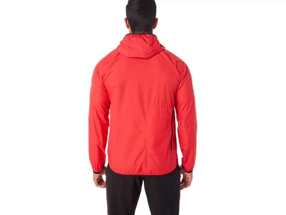 Online ASICS MEN PACKABLE JACKET Electric Red/Black