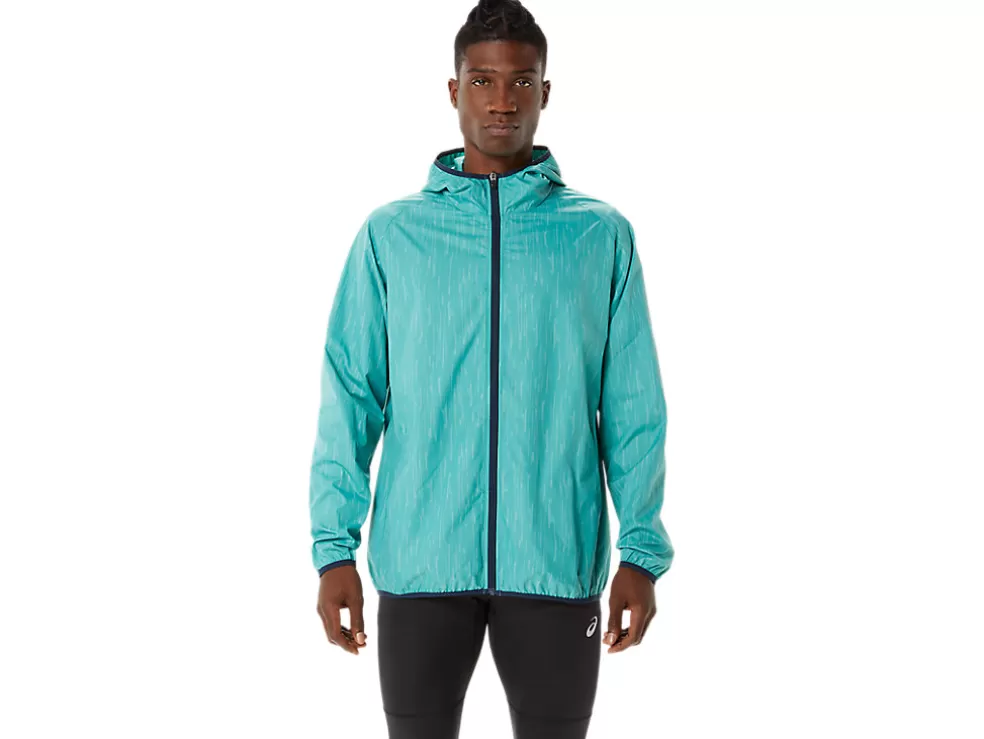 Outlet ASICS MEN PACKABLE JACKET Sage Print/French Blue