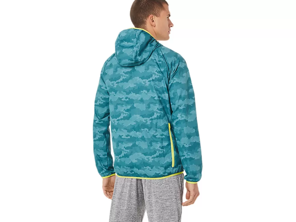 Fashion ASICS MEN PACKABLE JACKET Misty Pine Print/Sour Yuzu