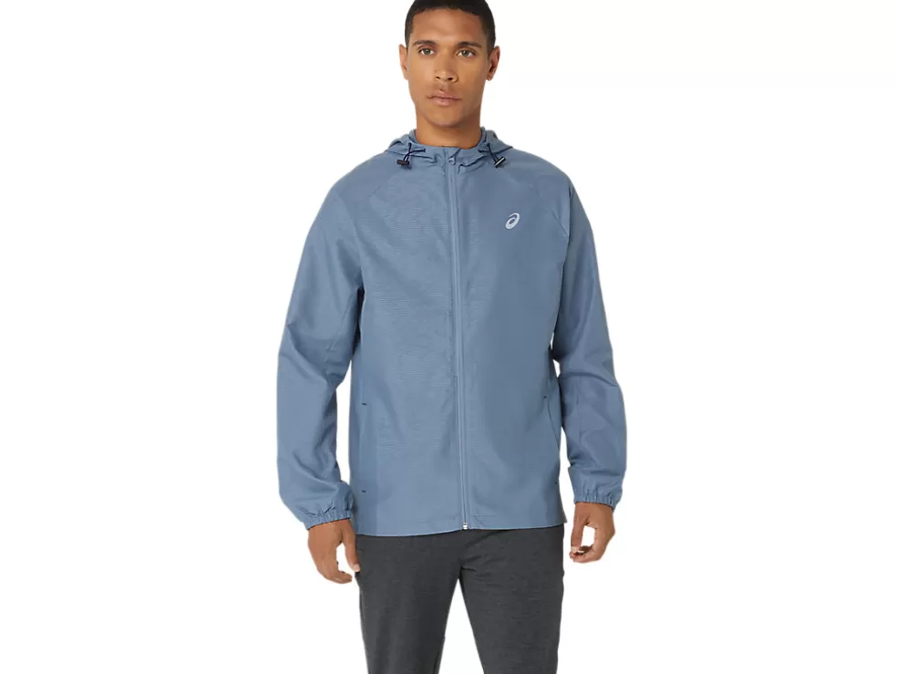 Discount ASICS MEN PR LYTE PACKABLE JACKET Steel Blue Nagashi Tech