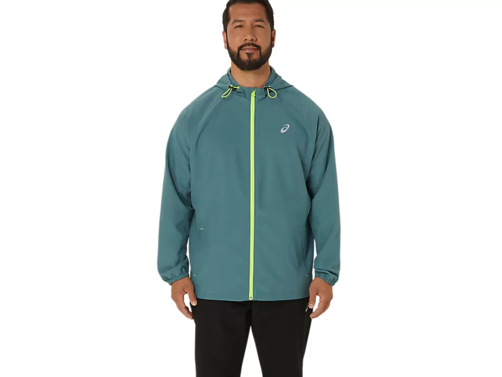 Cheap ASICS MEN PR LYTE PACKABLE JACKET Foggy Teal/Safety Yellow