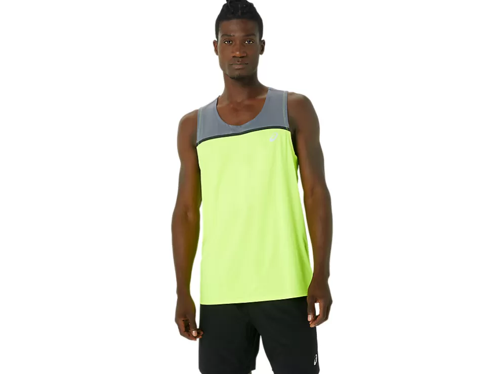 Cheap ASICS MEN PR LYTE SINGLET Safety Yellow/Metropolis