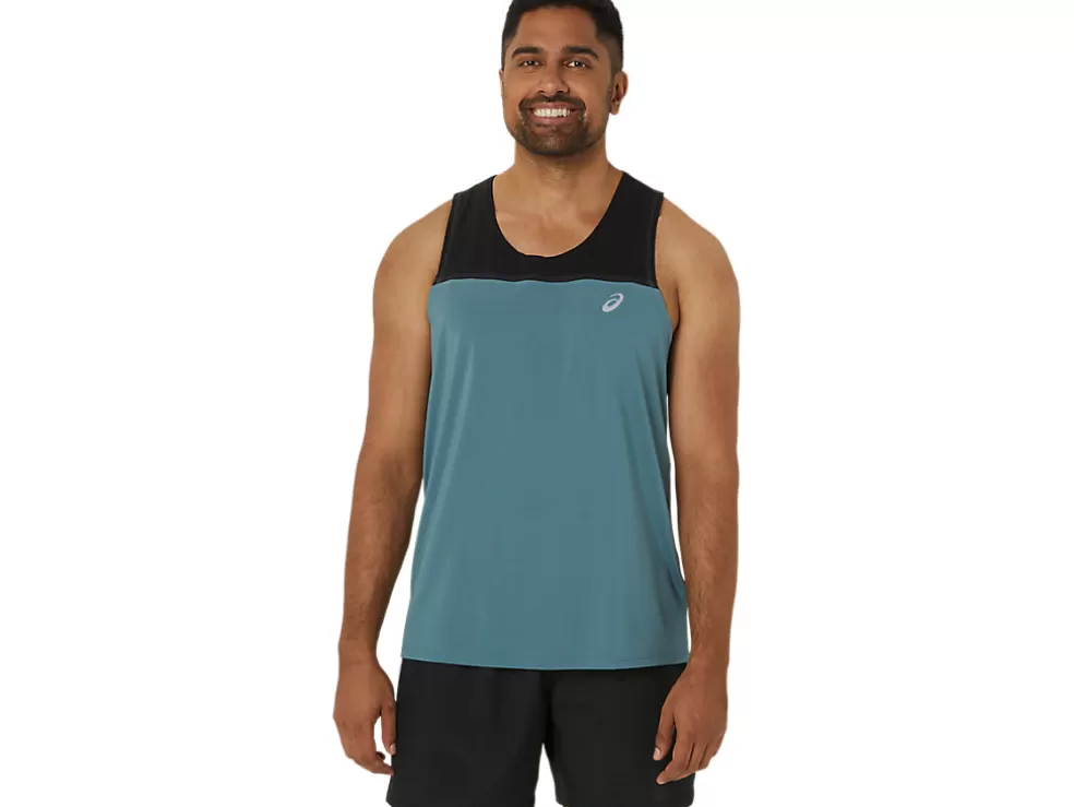 Cheap ASICS MEN PR LYTE SINGLET Foggy Teal/Performance Black