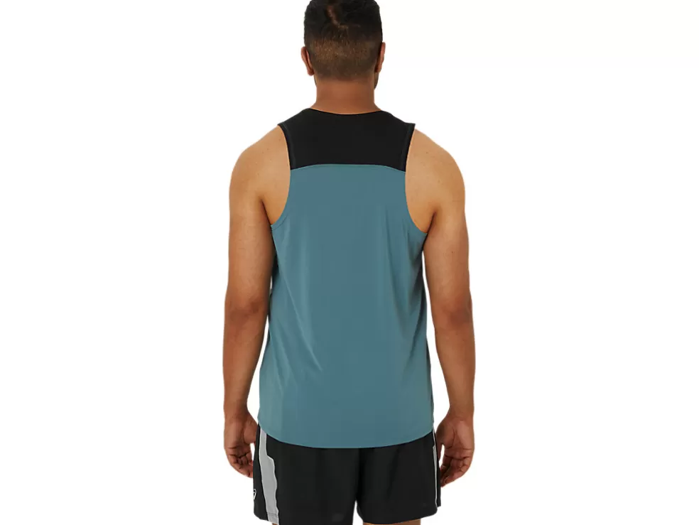 Cheap ASICS MEN PR LYTE SINGLET Foggy Teal/Performance Black