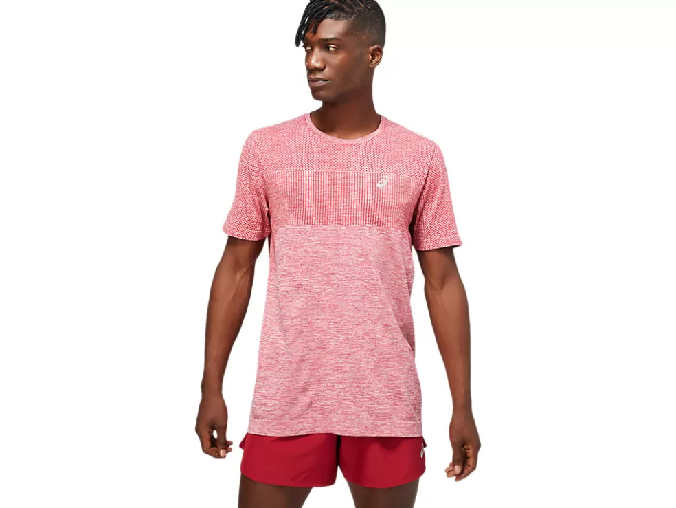 New ASICS MEN RACE SEAMLESS SHORT SLEEVE Burgundy