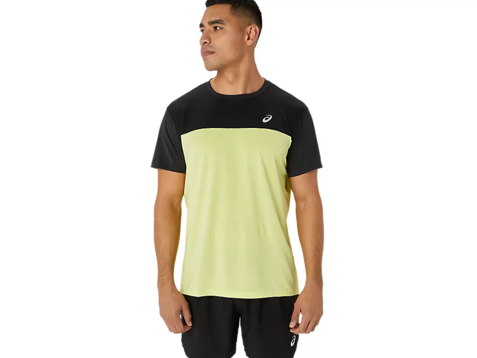 Shop ASICS MEN RACE SHORT SLEEVE TOP Performance Black/Glow Yellow