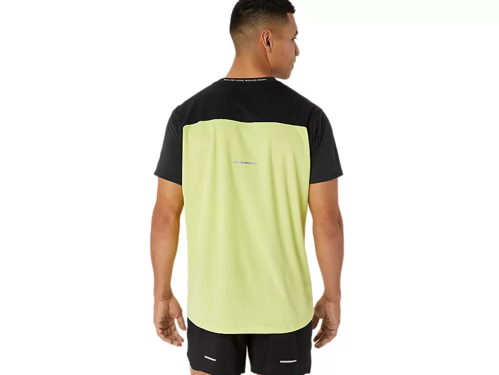 Shop ASICS MEN RACE SHORT SLEEVE TOP Performance Black/Glow Yellow