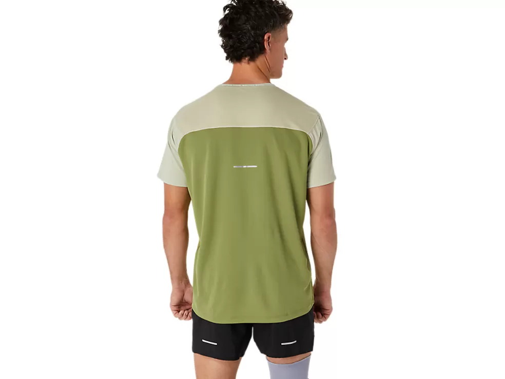 Fashion ASICS MEN RACE SHORT SLEEVE TOP Dried Leaf Green/Cactus