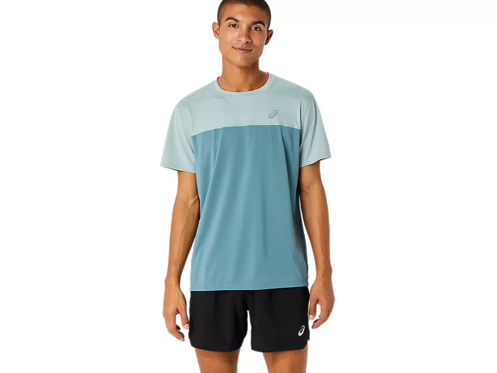 Fashion ASICS MEN RACE SHORT SLEEVE TOP Ocean Haze/Foggy Teal