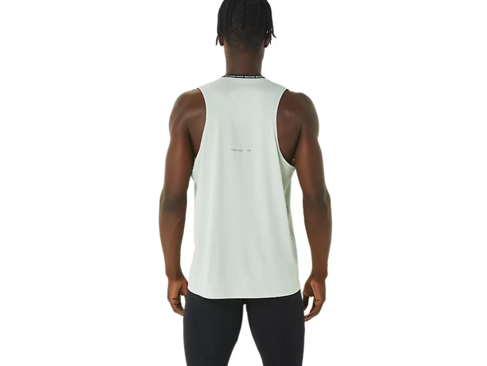 Cheap ASICS MEN RACE SINGLET Performance Black/Light Sage