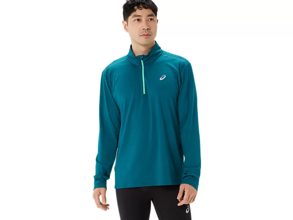 Outlet ASICS MEN READY-SET HALF ZIP Velvet Pine/New Leaf