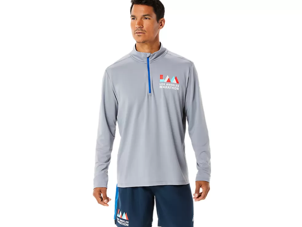 Online ASICS MEN READY-SET HALF ZIP LAM Sheet Rock/Lake Drive