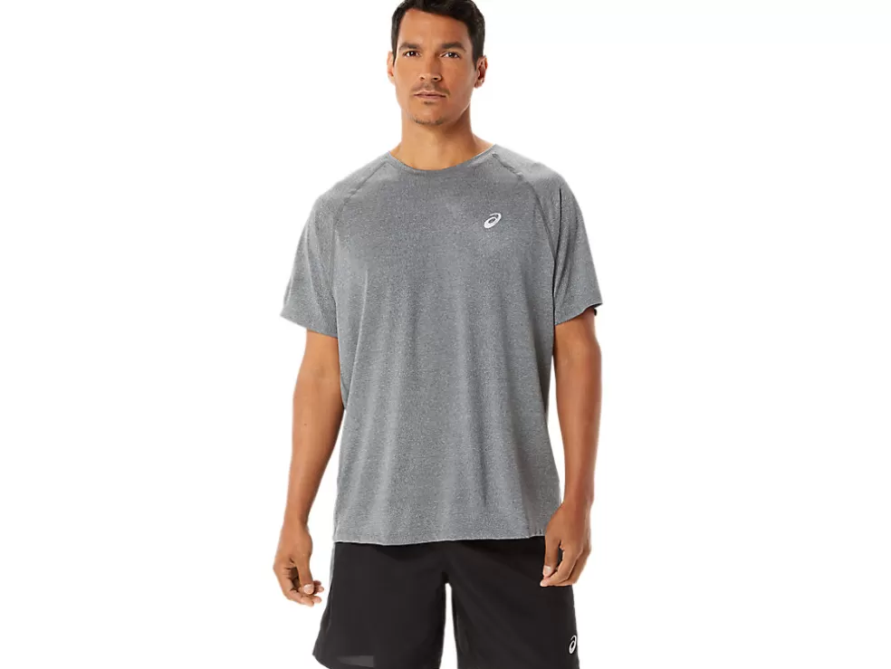 Discount ASICS MEN READY-SET LYTE SHORT SLEEVE Dark Grey Heather