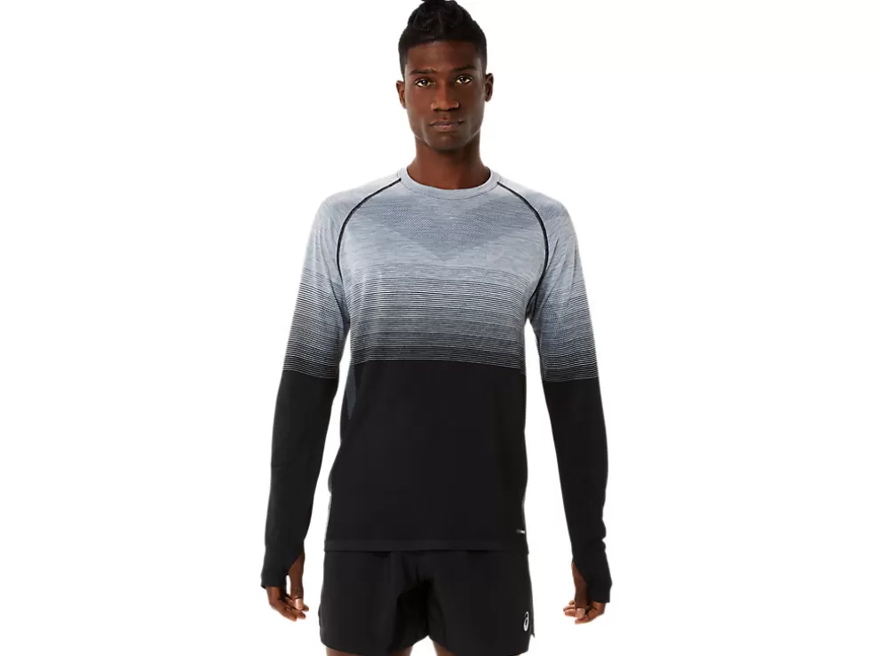 Outlet ASICS MEN SEAMLESS LONG SLEEVE TOP Performance Black/Carrier Grey