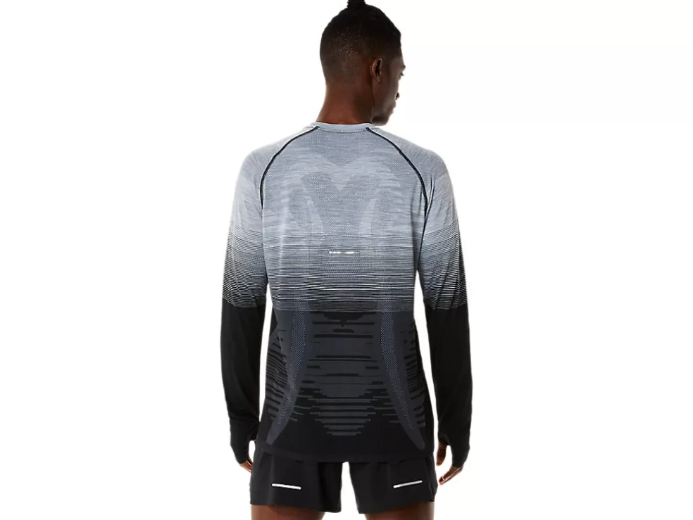 Outlet ASICS MEN SEAMLESS LONG SLEEVE TOP Performance Black/Carrier Grey