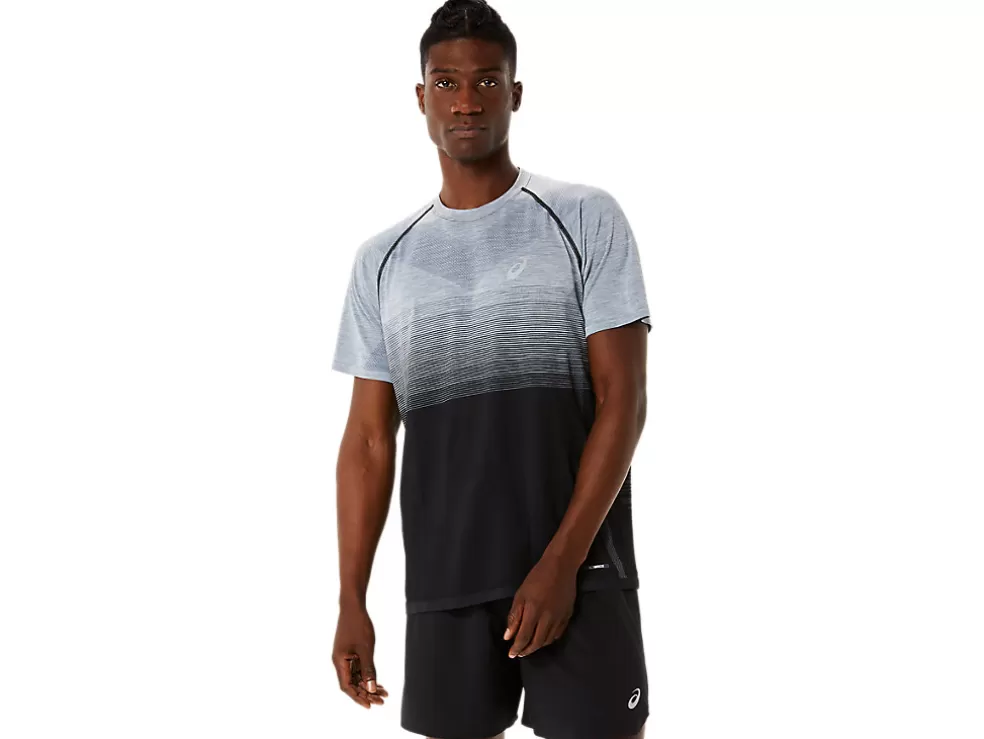 Fashion ASICS MEN SEAMLESS SHORT SLEEVE TOP Performance Black/Carrier Grey