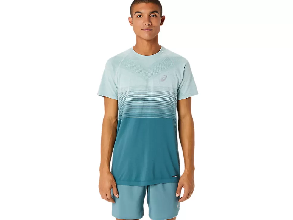 Hot ASICS MEN SEAMLESS SHORT SLEEVE TOP Ocean Haze/Foggy Teal