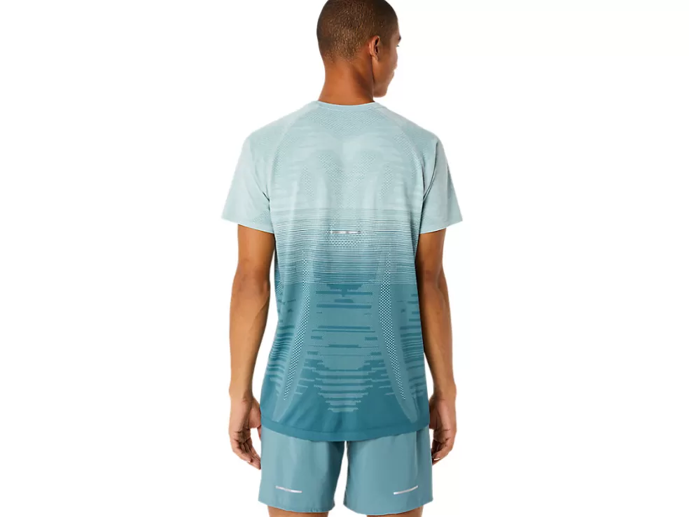 Hot ASICS MEN SEAMLESS SHORT SLEEVE TOP Ocean Haze/Foggy Teal