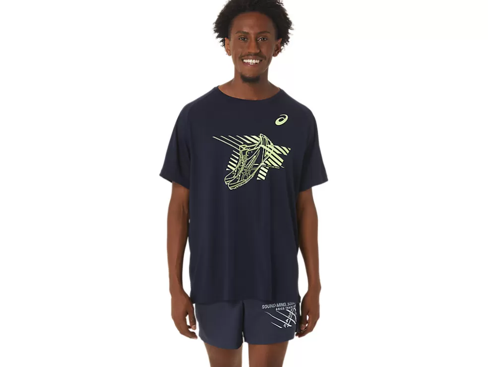 Outlet ASICS MEN SHOES GRAPHIC SHORT SLEEVE TOP Midnight