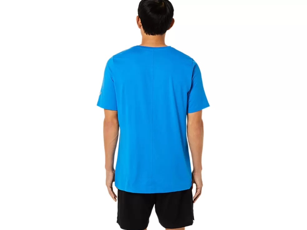 Store ASICS MEN SHORT SLEEVE HTHR TECH TOP Electric Blue Heather