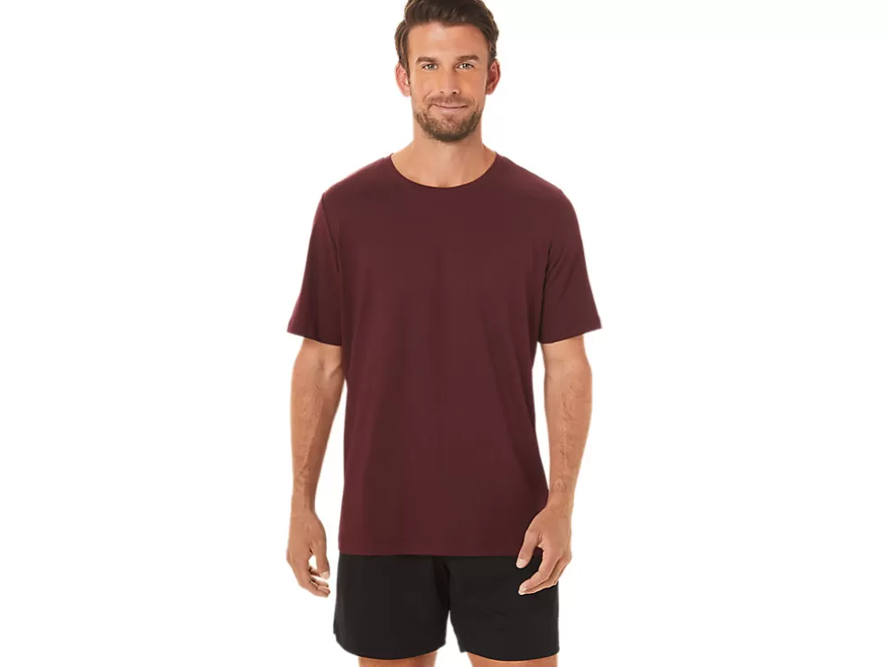 Store ASICS MEN SHORT SLEEVE HTHR TECH TOP Deep Mars Heather