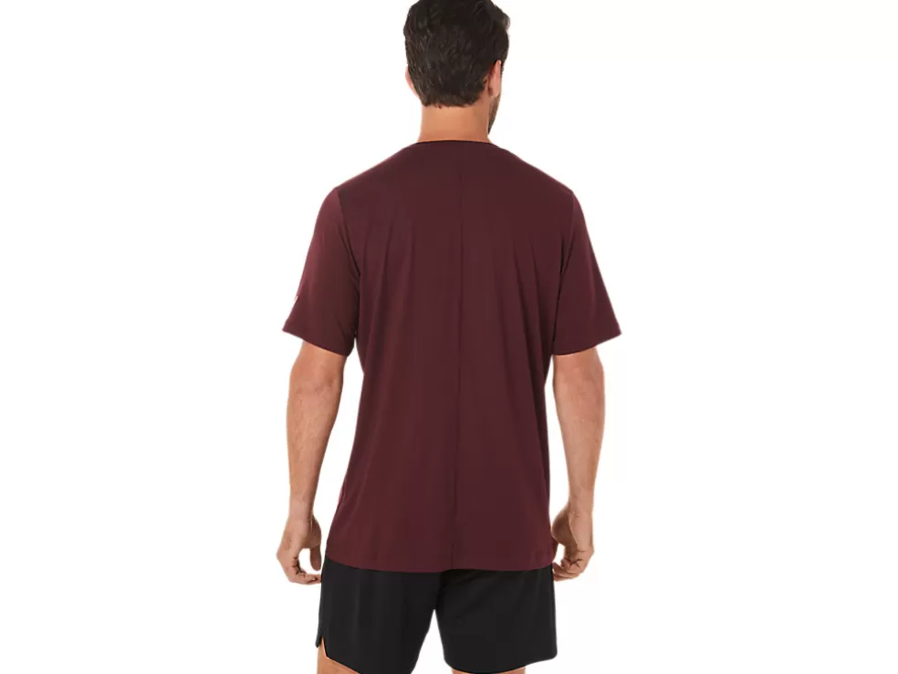 Store ASICS MEN SHORT SLEEVE HTHR TECH TOP Deep Mars Heather