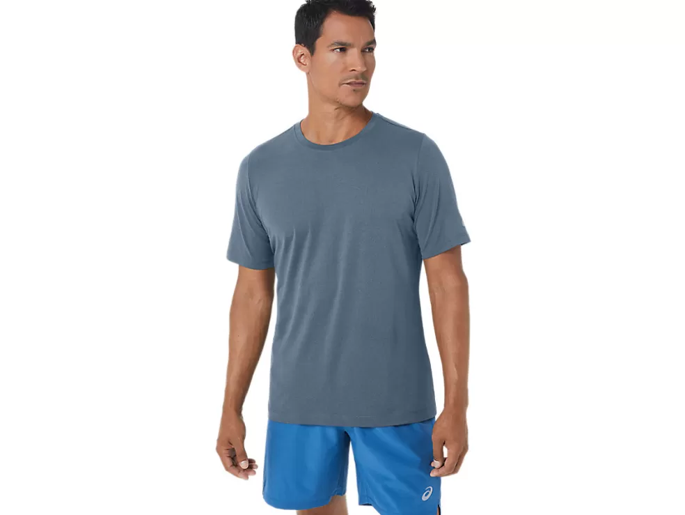 Hot ASICS MEN SHORT SLEEVE HTHR TECH TOP Steel Blue Heather