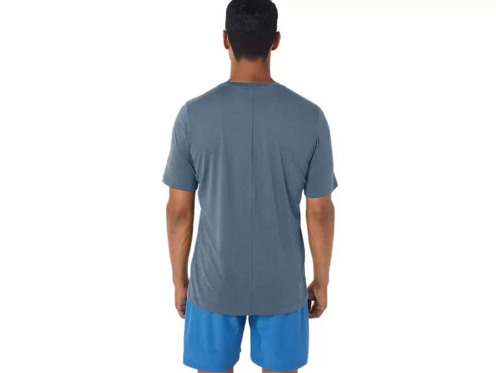 Hot ASICS MEN SHORT SLEEVE HTHR TECH TOP Steel Blue Heather