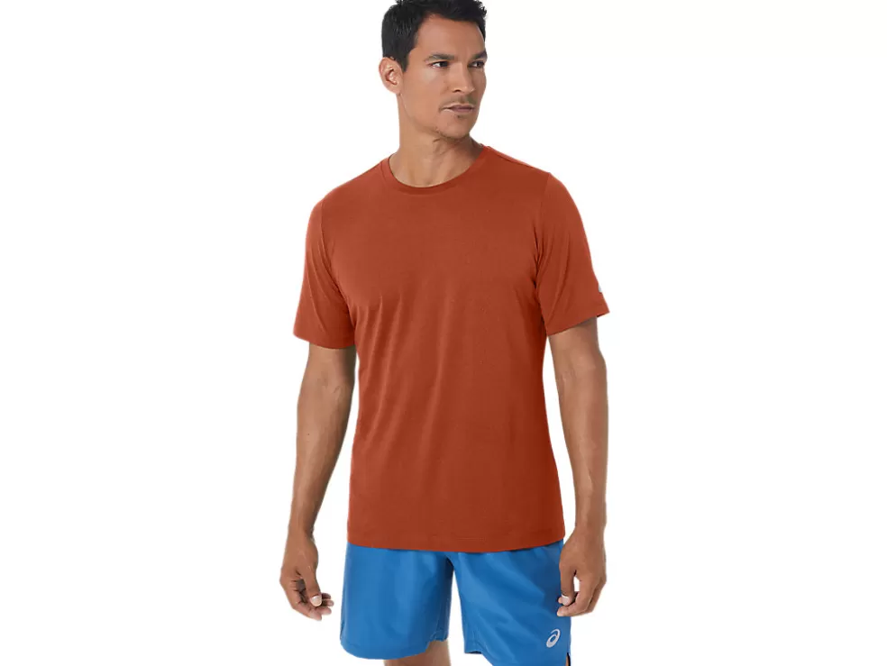 Discount ASICS MEN SHORT SLEEVE HTHR TECH TOP Spice Latte Heather