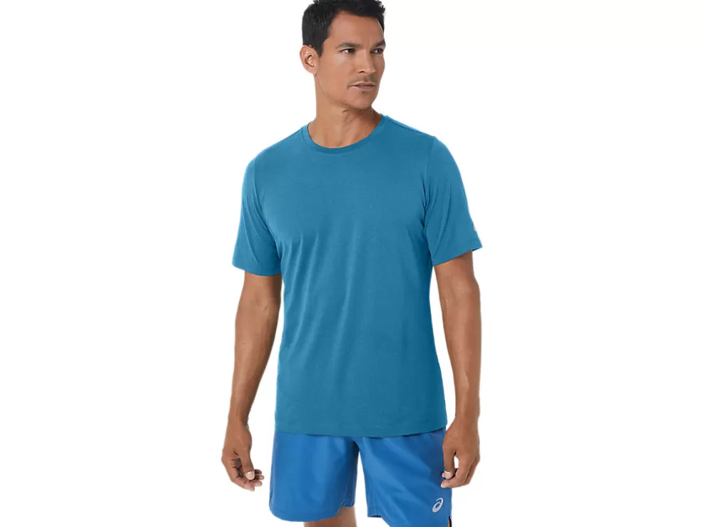 Fashion ASICS MEN SHORT SLEEVE HTHR TECH TOP Island Blue Heather