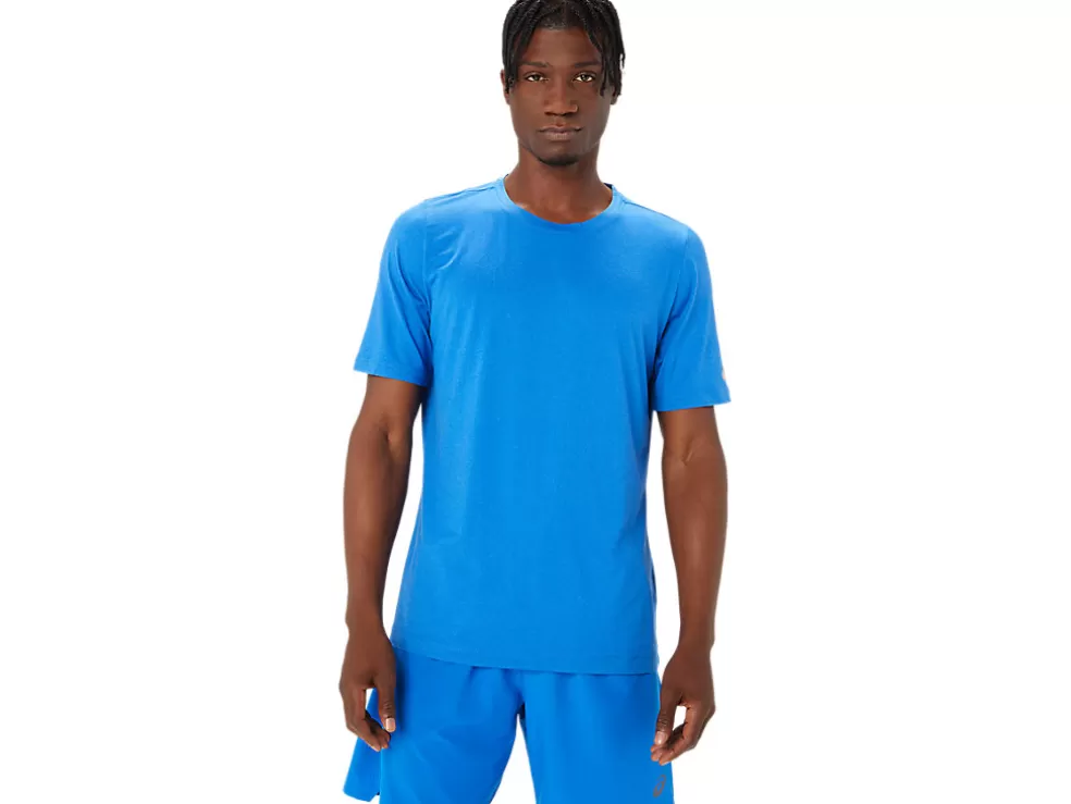 Online ASICS MEN SHORT SLEEVE HTHR TECH TOP Tuna Blue Heather